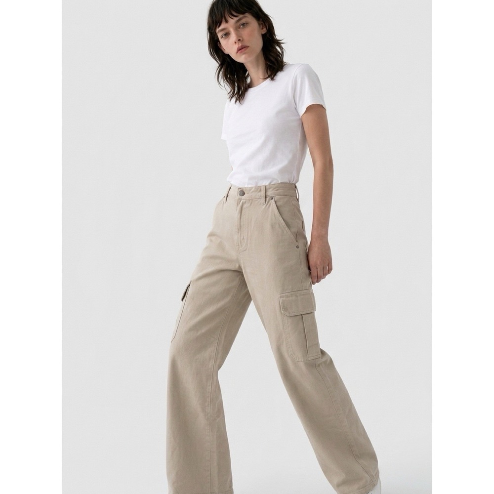 Banana Republic Pants Women Mid Rise Cargo Wide Leg Dress Pants Size 6(15-b62)